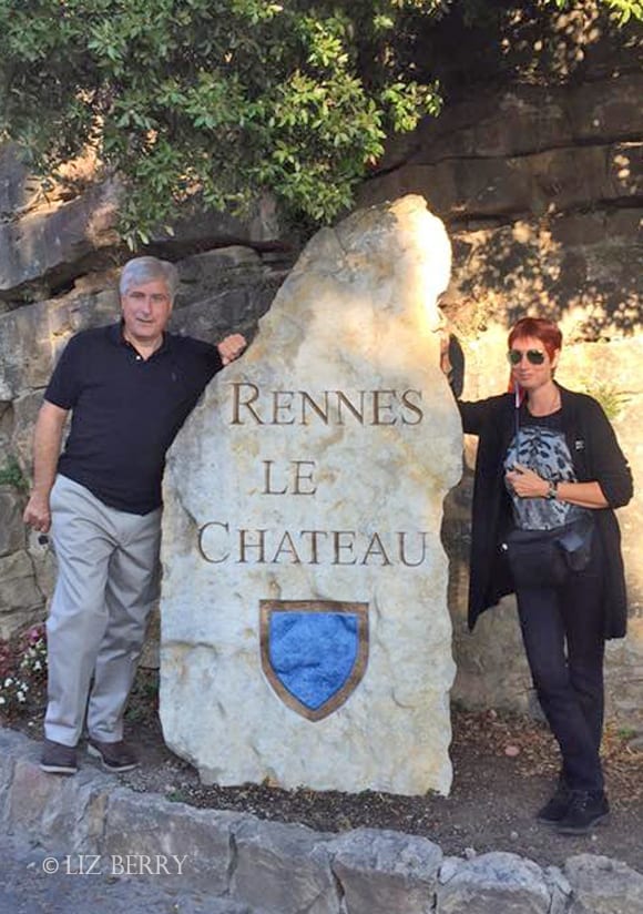 Jeanne with New York Times bestselling author Steve Berry in Rennes-le-Chateau, 2016.