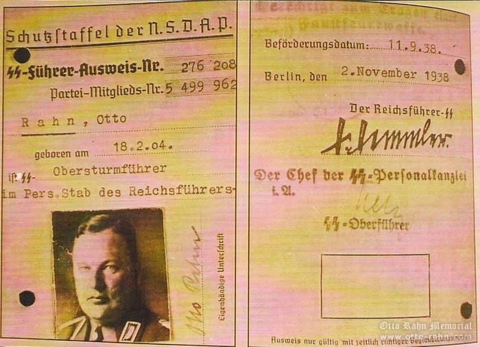 SS member ausweis of Otto Rahn
