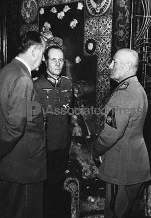 Otto Rahn, Erwin Rommel, Benito Mussolini in Italy on Jan. 22, 1944