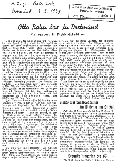 Newspaper coverage of a speech by Otto Rahn