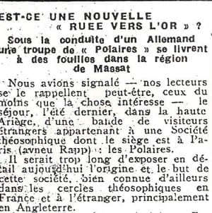 Est-ce une nouvelle «ruee vers l'or»? - Article in La Depeche, 1932