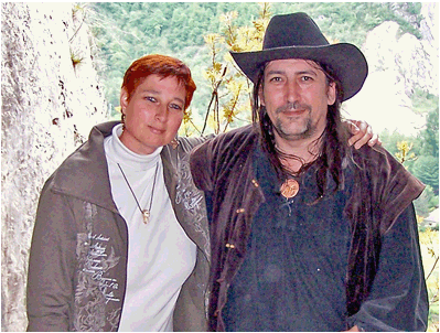 Author Jeanne D'Août with Richard Stanley (Otto Rahn documentary Secret Glory) in one of Rahn's favourite Sabarthès caves.