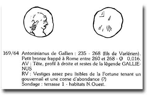 Римская монета, найденная в Монсегюре археологической экспедицией, 1981