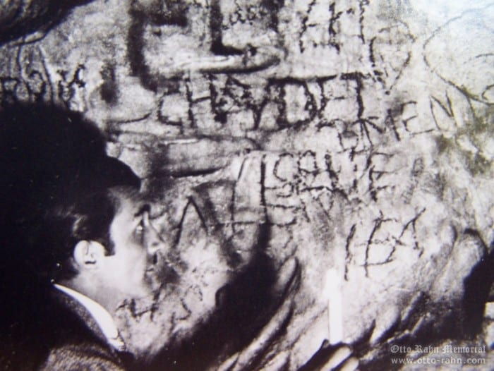 Otto Rahn exploring caves grafiti