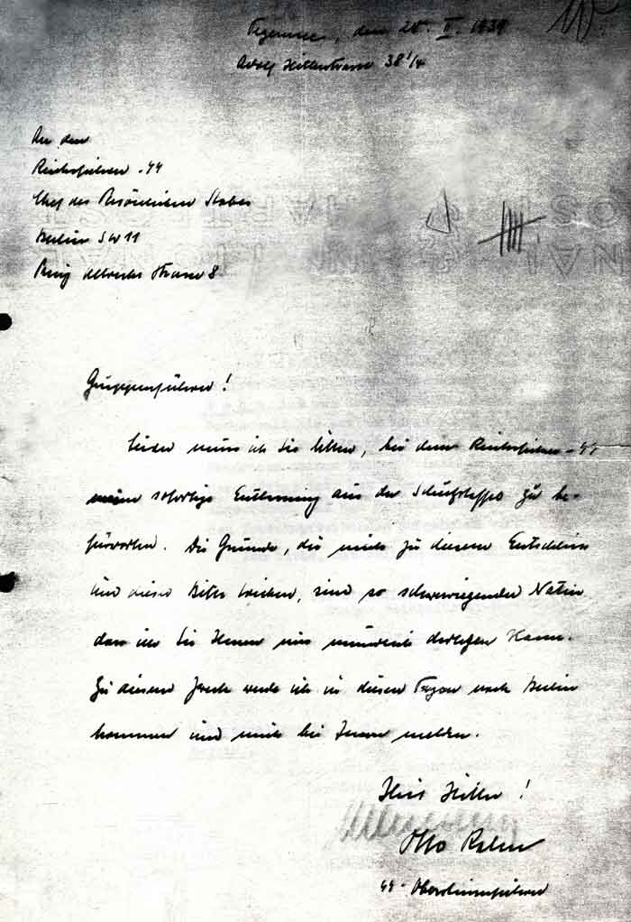 Otto Rahn's Resignation from SS letter